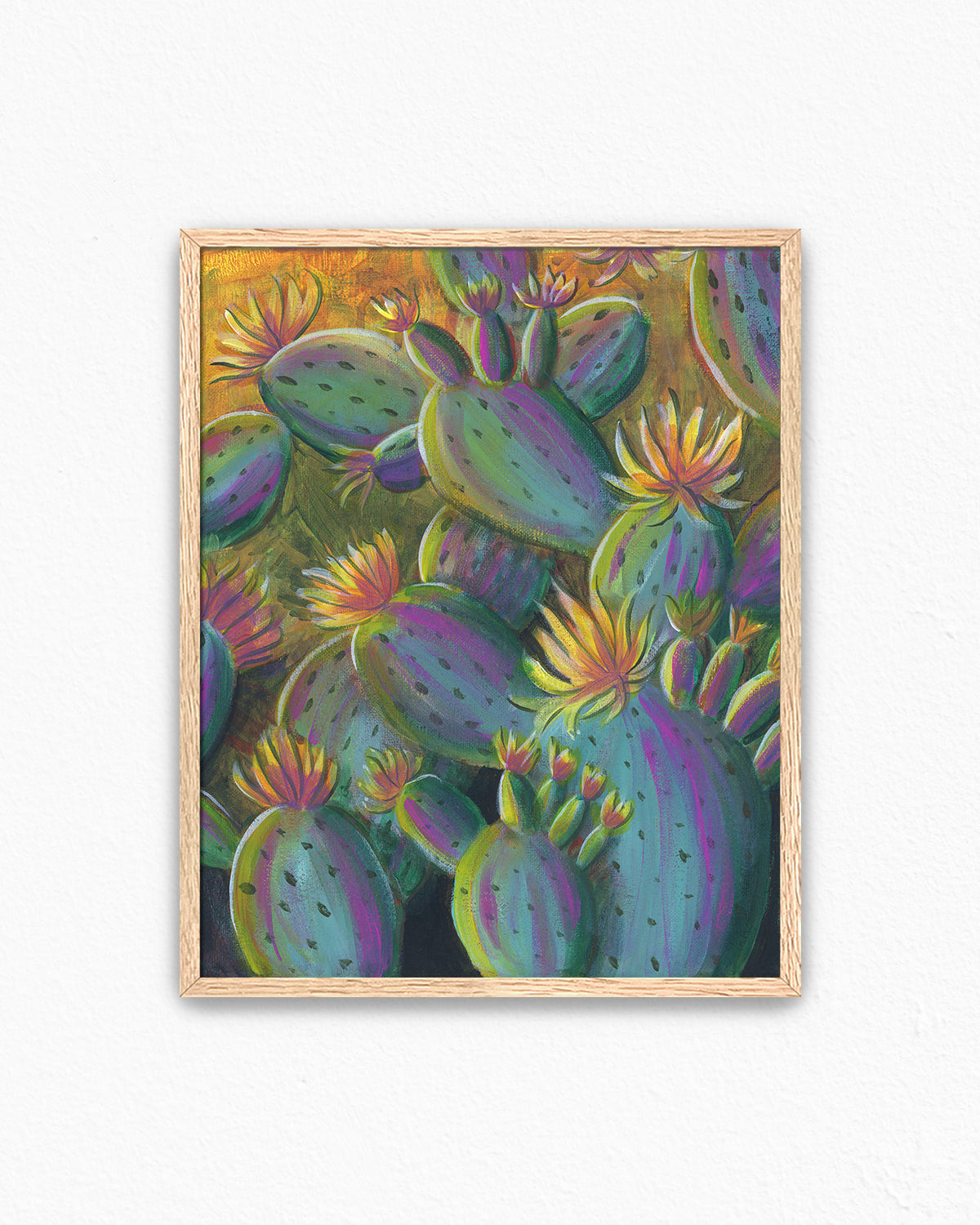 Flowering Cacti No. 001 framed art print featuring flowering cacti.