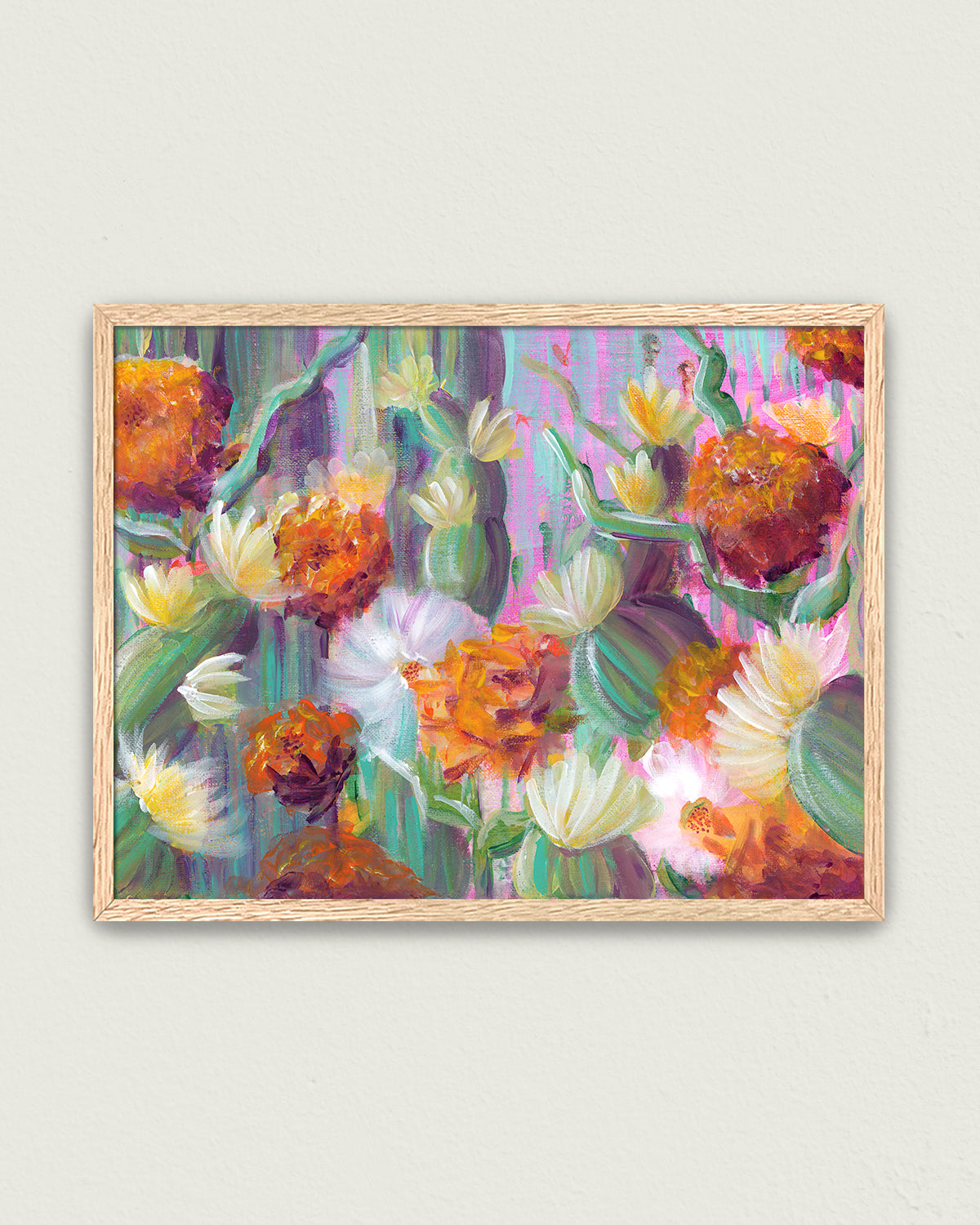Flowering Cacti No. 003 framed art print featuring flowering cacti.