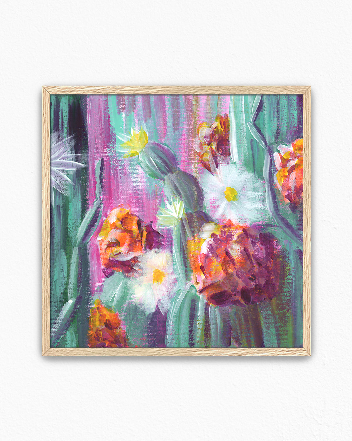 Flowering Cacti No. 005 framed art print featuring flowering cacti.