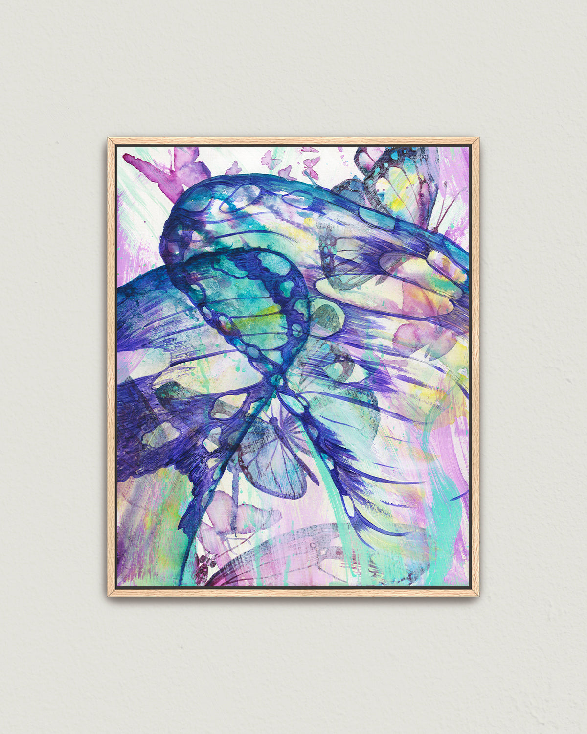 Surged Veil framed canvas art print featuring butterfly wings from the point of view of being inside of a cocoon.
