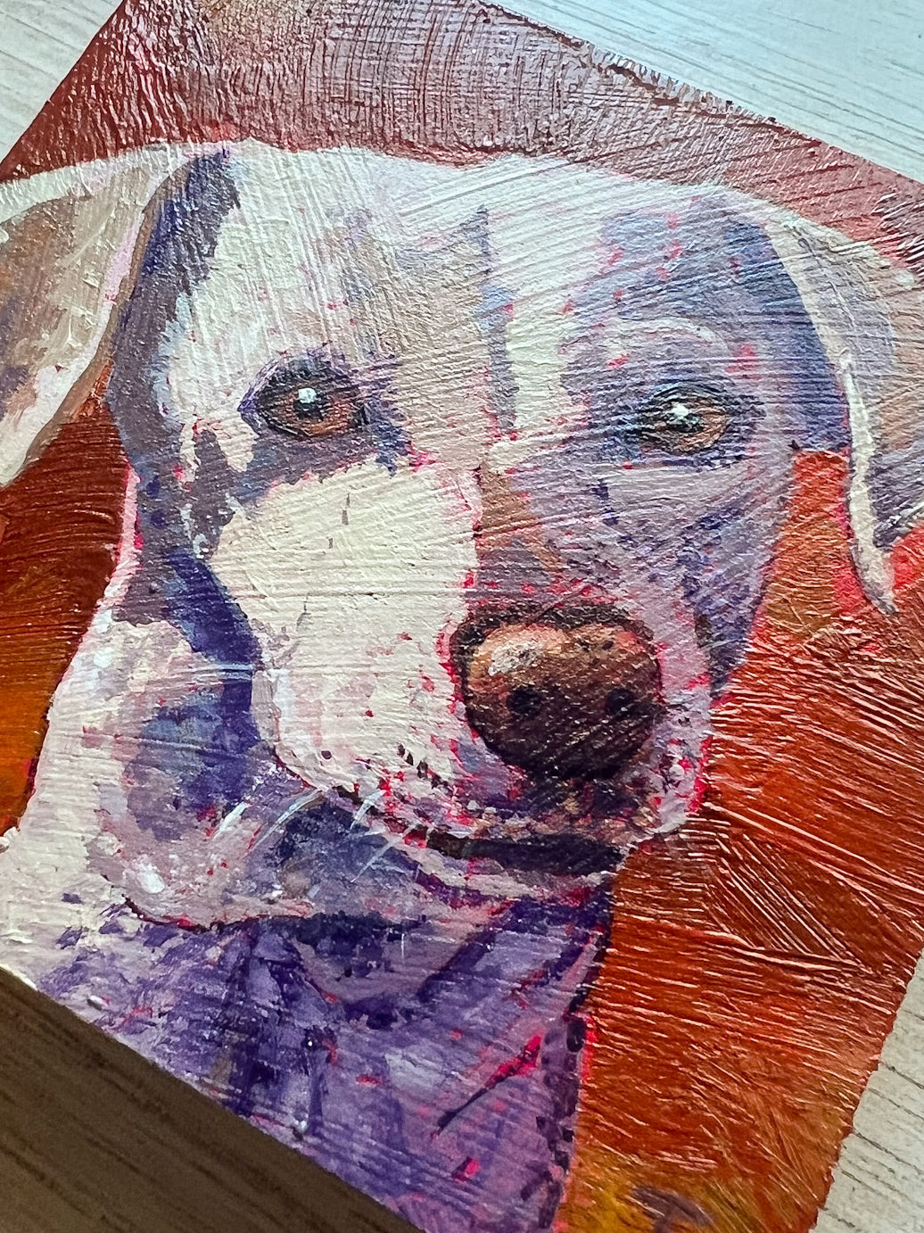 Whippet mix pet portrait paitning by Jen Montgomery.