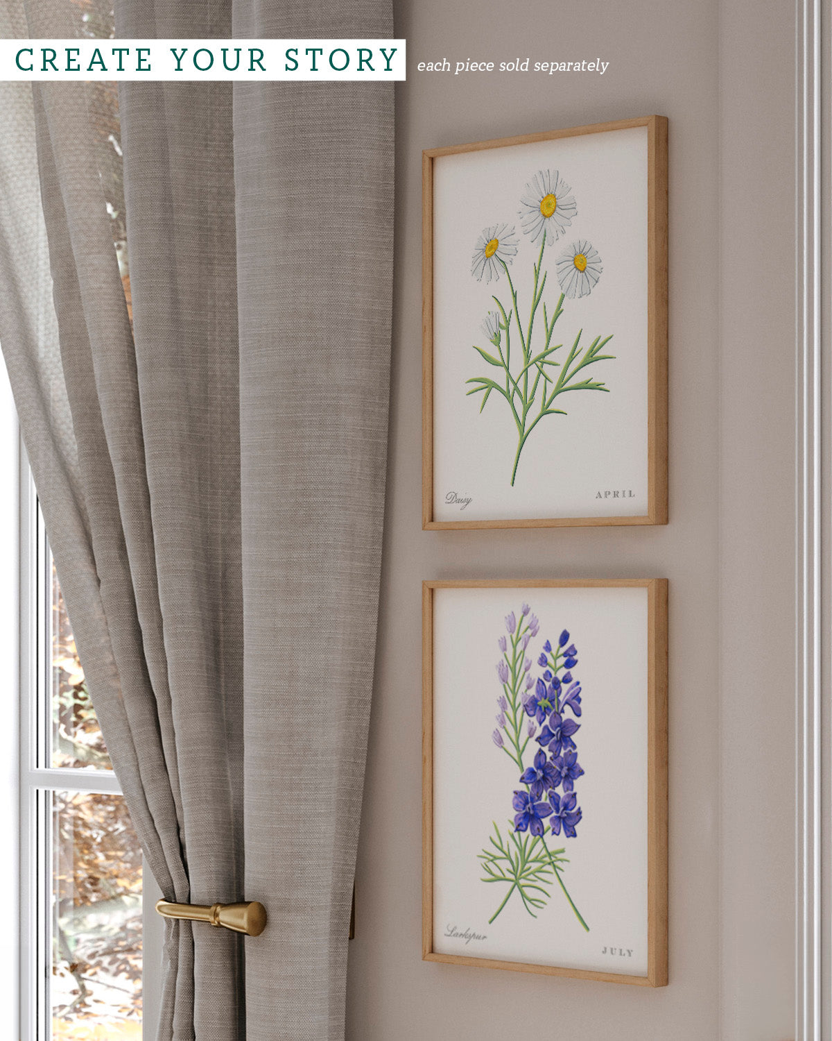 Colorful birth month floral artwork by Jen Montgomery.