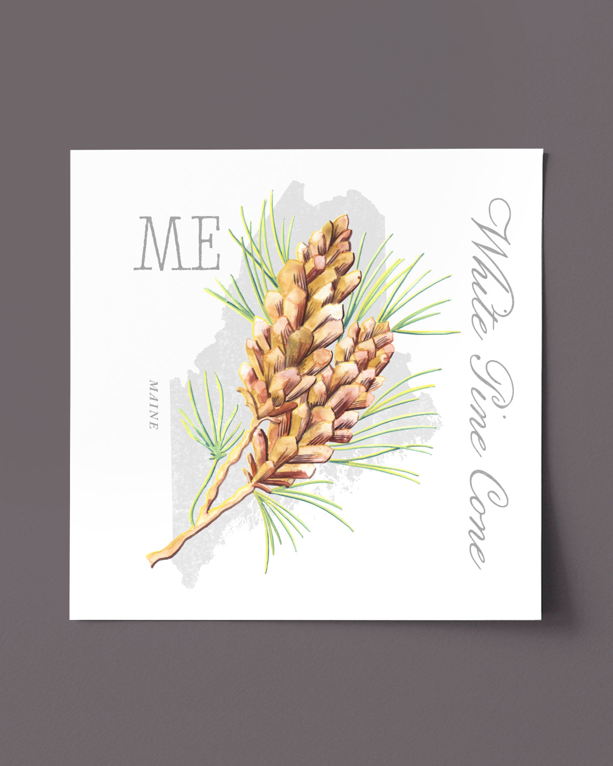 Framed state flower botanical wall art by Jen Montgomery set in a light wood frame against a dark taupe backdrop.