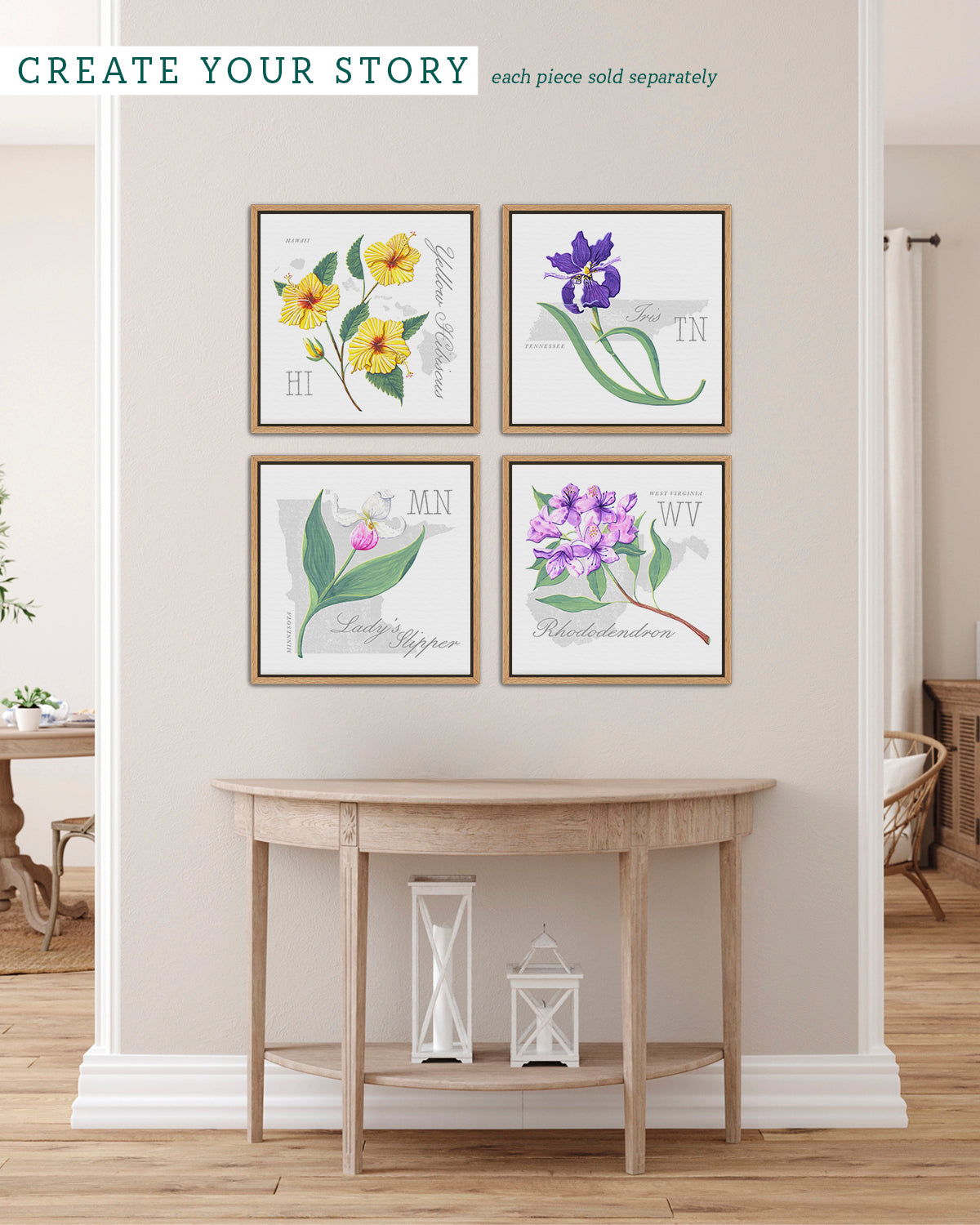 Minnesota (Lady's Slipper) state flower fine art print, classic botanical style on white background. Oak frame available.