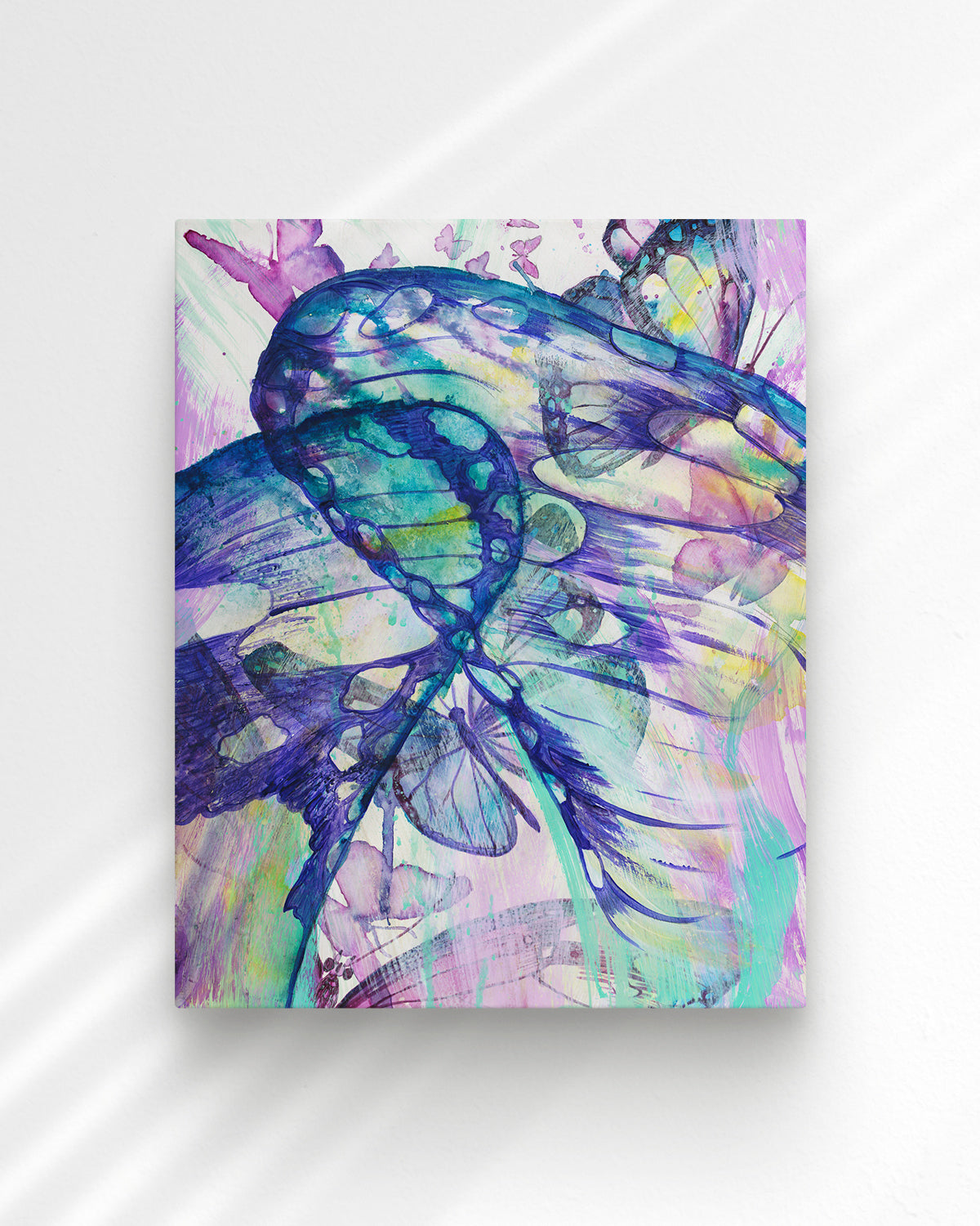 Surged Veil stretched canvas art print featuring butterfly wings from the point of view of being inside of a cocoon. 
