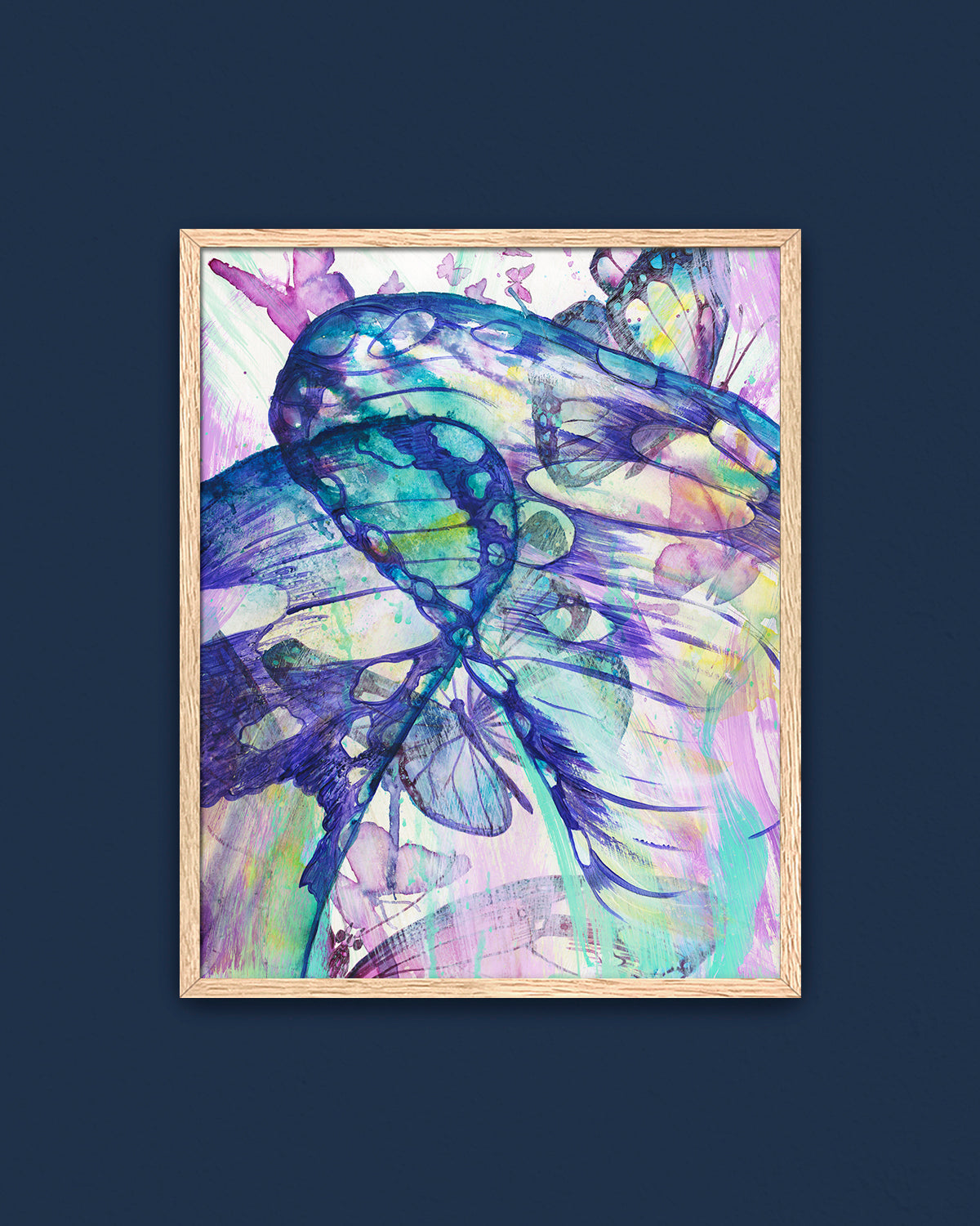 Surged Veil framed art print featuring butterfly wings from the point of view of being inside of a cocoon.